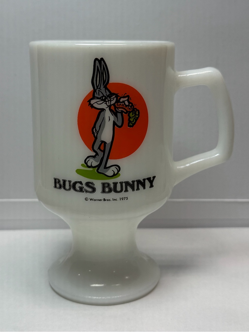 Vintage 1975 Bugs Bunny Milk Glass Mug Marriott’s Great America Looney Tunes